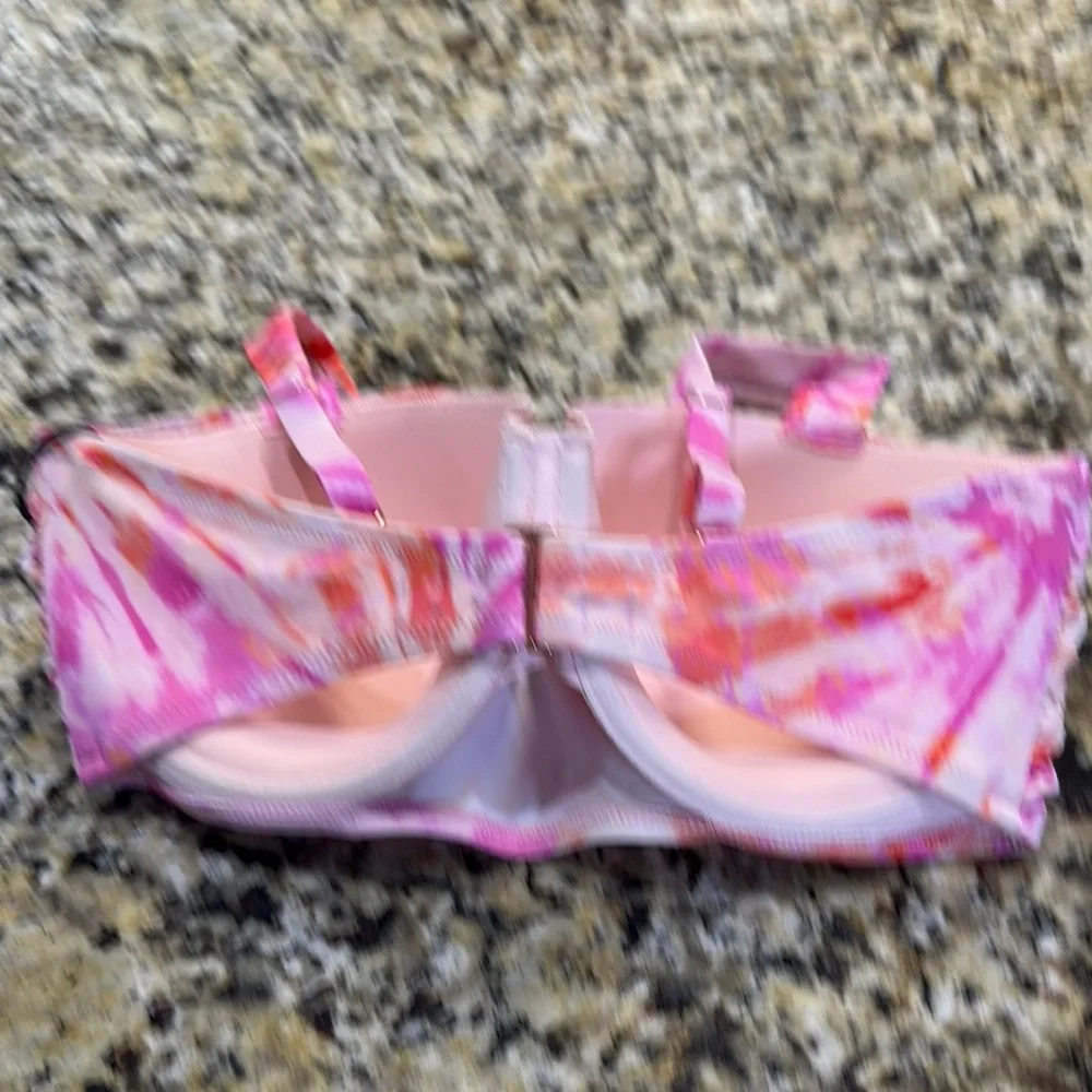 Shade & Shore Tie-Dye Bikini Top in Pink and Orange - Picture 2 of 4